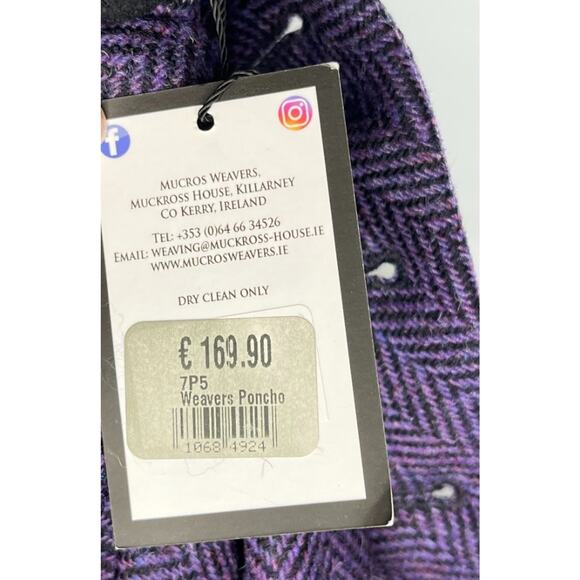 MUCROS WEAVERS Ireland OS S M L Purple Tweed Cape Poncho Wool NWT - Picture 3 of 11
